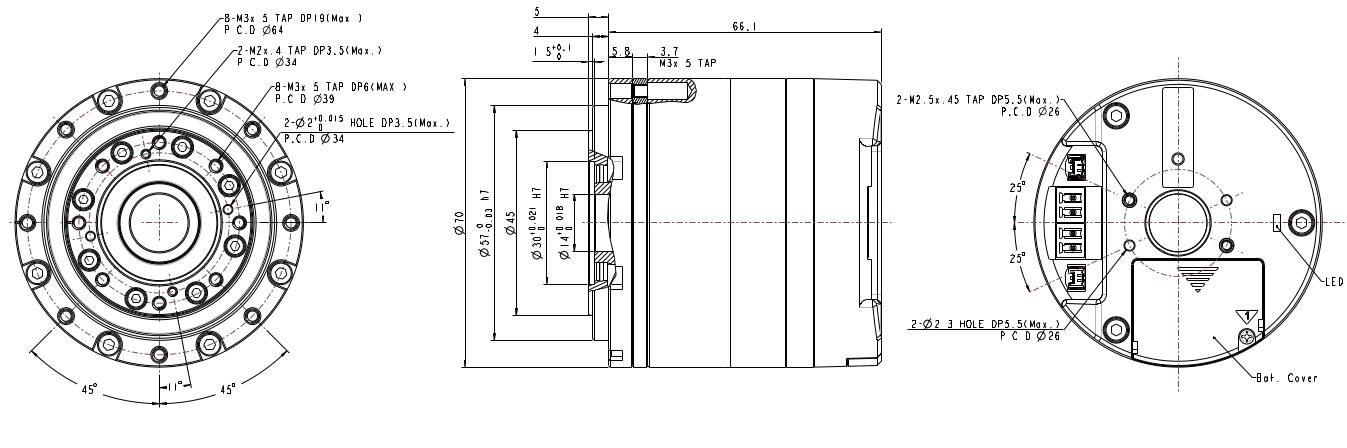 شمای فنی YM070-210-R051-RH داینامیکسل